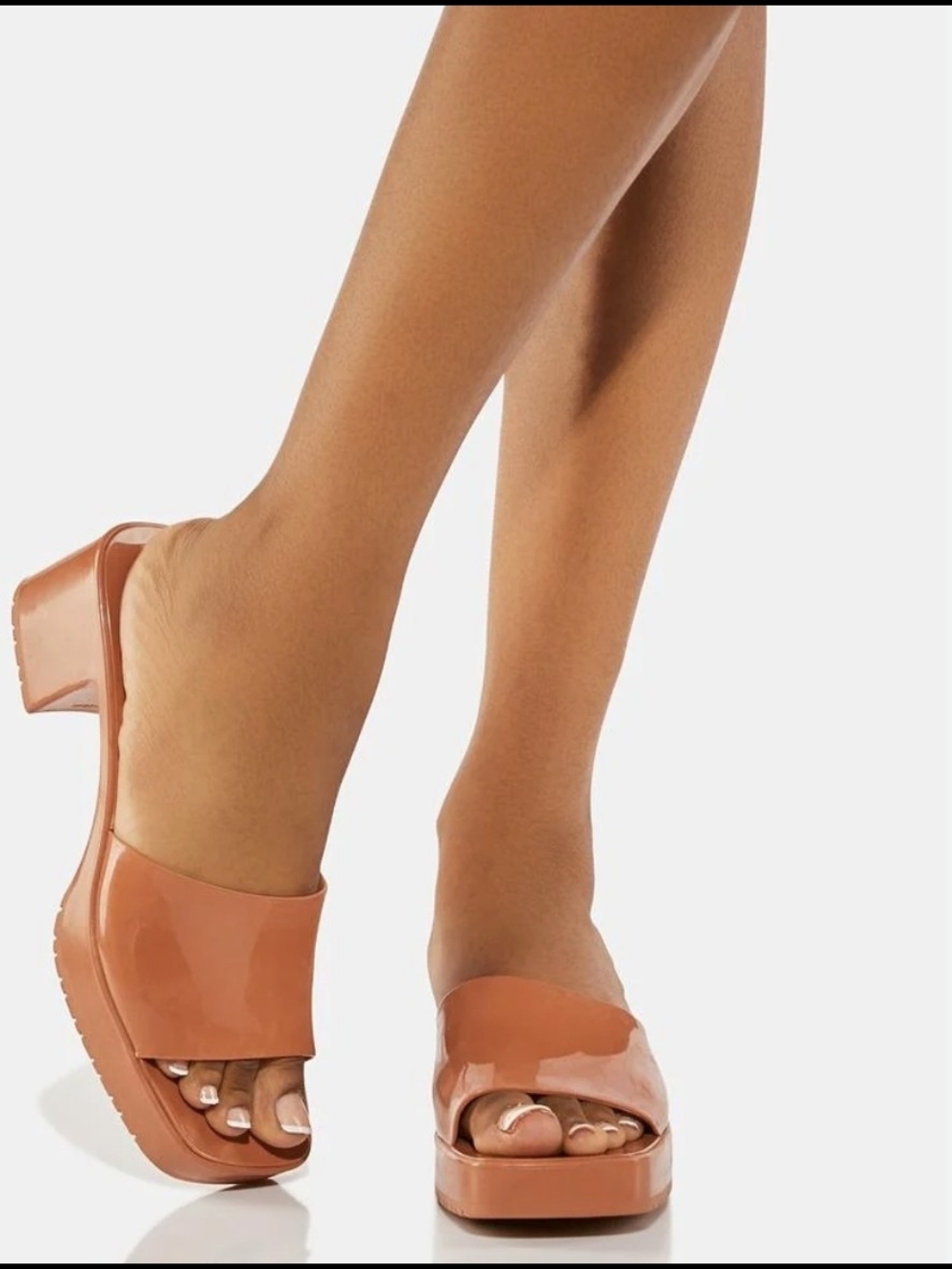 Steve Madden Glossy Terracotta Slip-On Block Heel Mules